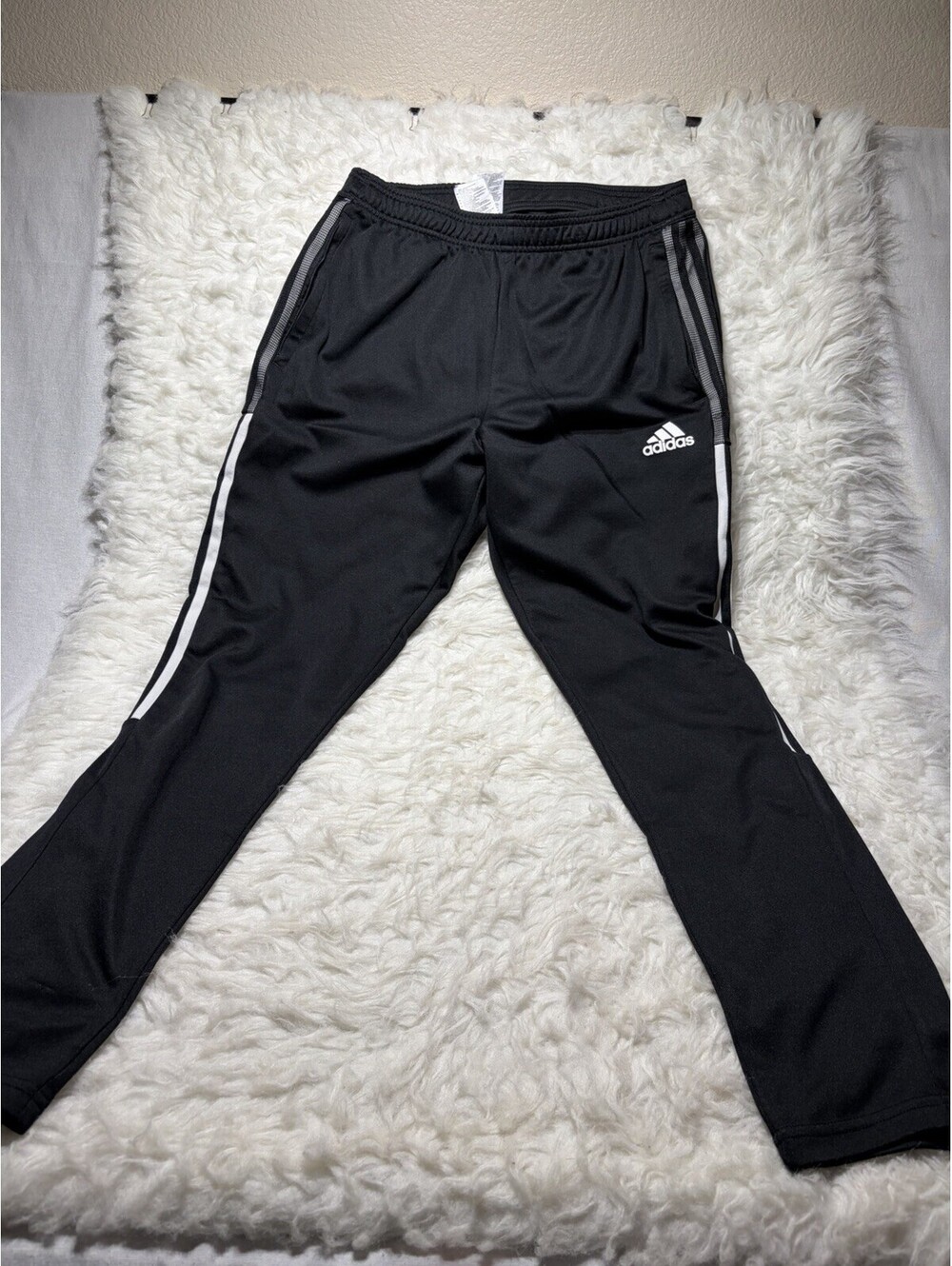 Men's Adidas Black White Stripe Jogger Track Pants Size L